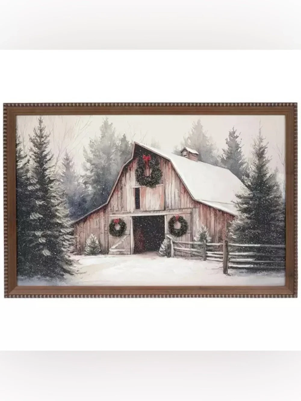 Snowy Barn Frame Wall Decor